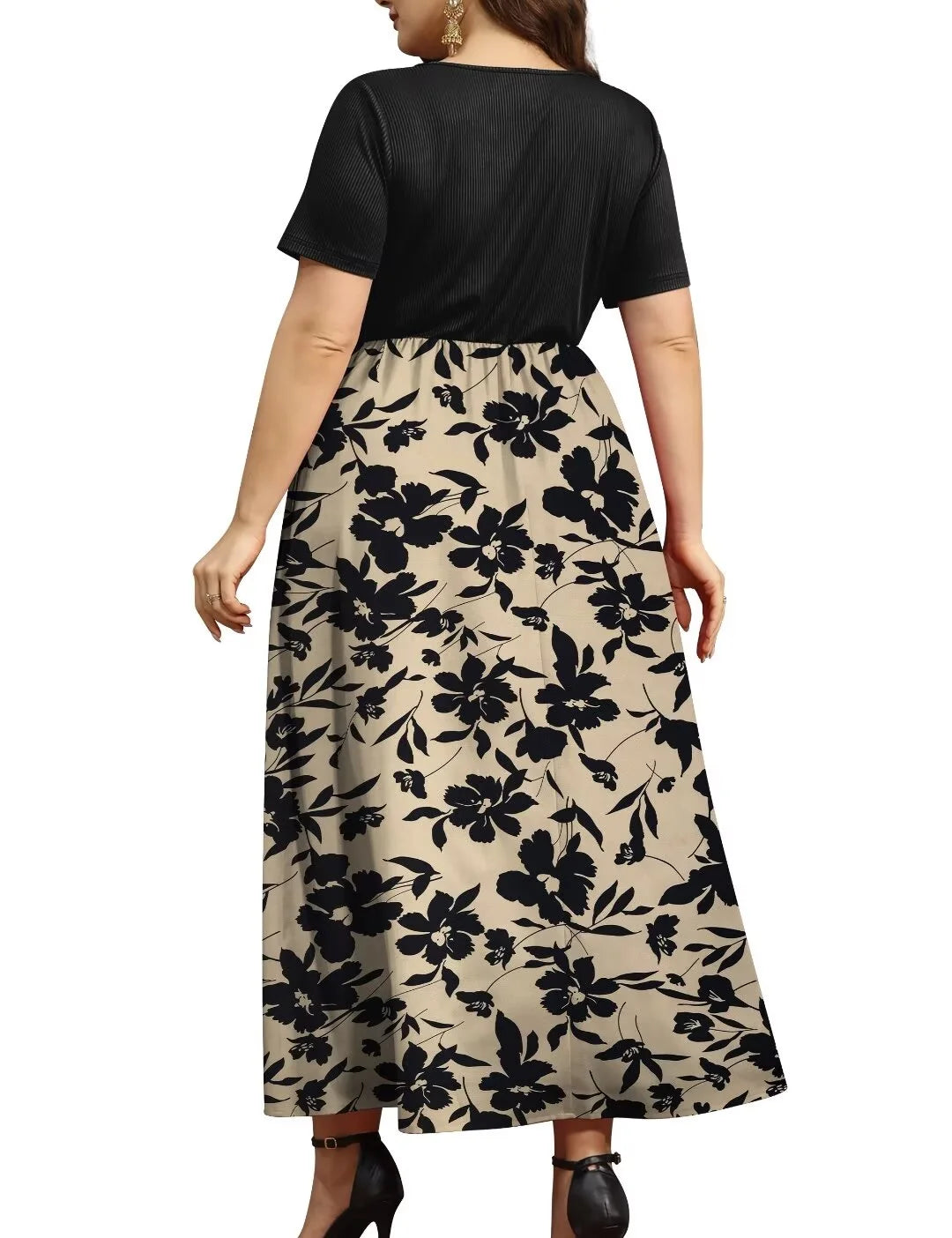 Women plus Size Dresses Short Sleeve Loose Ribbed Casual Long Maxi Dresses with Pockets M-4X