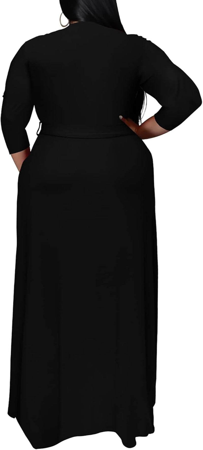 plus Size Dress for Women - 3/4 Sleeve V Neck Printing Maxi Dresses for Women （XL-6XL）