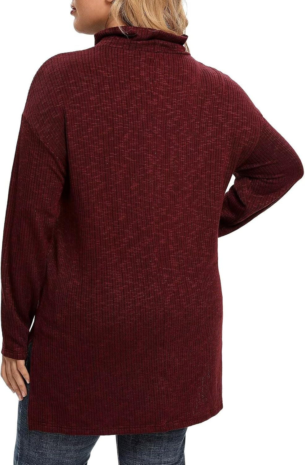 plus Size Sweater for Women, Women'S Pullover Turtleneck Long Sleeve Knit Sweater Shirts with Pockets for Fall Winter