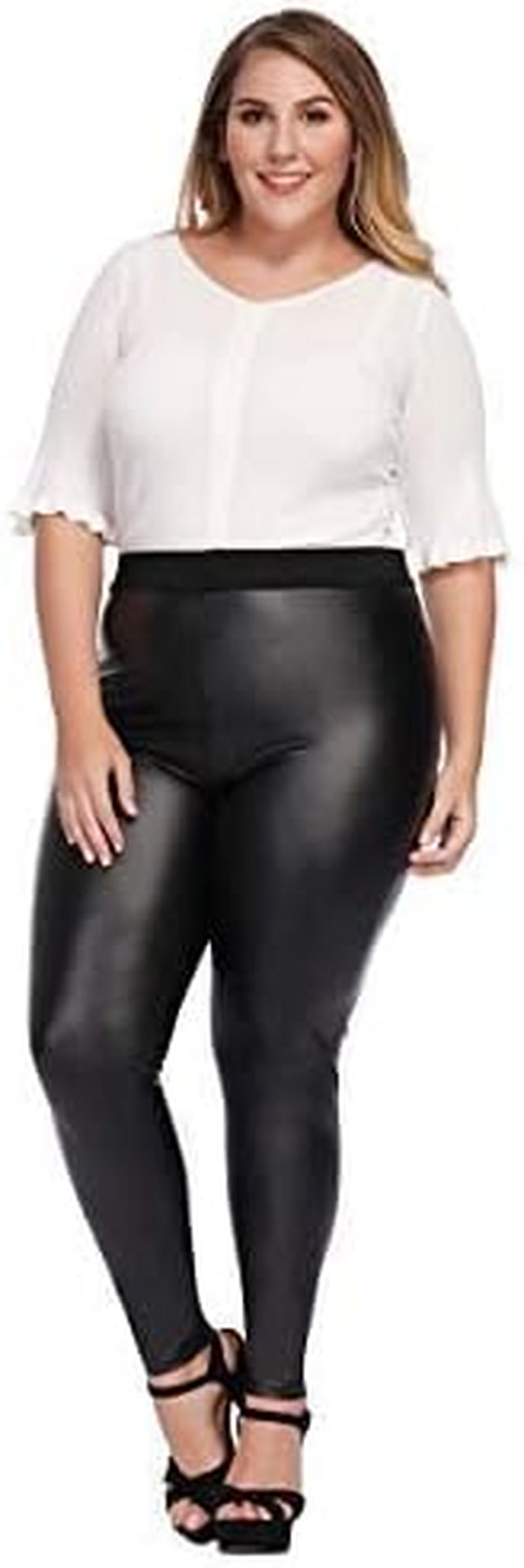 Women’S plus Size Faux Leather Leggings Girls High Waisted Sexy Skinny Pants