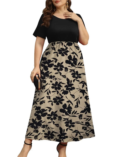 Women plus Size Dresses Short Sleeve Loose Ribbed Casual Long Maxi Dresses with Pockets M-4X